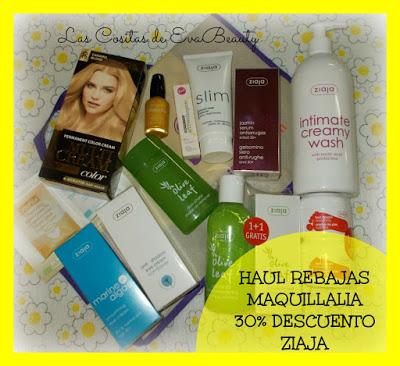 Haul Rebajas Maquillalia. 30 % descuento en productos Ziaja.