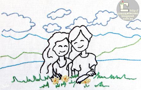 El primer bordado de una ilustración de Raúl El primer bordado de una ilustración de Raúl