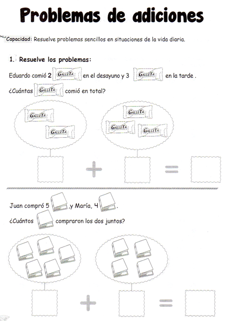 Problemas de adiciones: 5 años