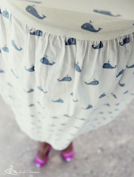 vestido estampado ballenas azul de kling