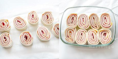 Party rolls de jamón y queso. Receta paso en vídeo. 