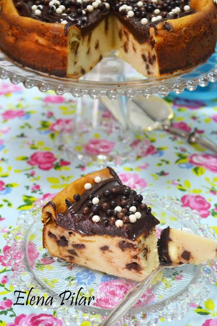 Tarta de queso con Baileys y chips de chocolate