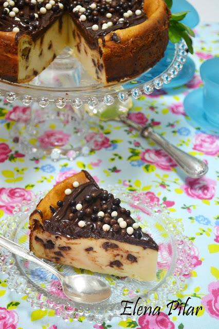 Tarta de queso con Baileys y chips de chocolate