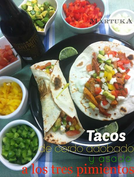 Tacos De Cerdo Adobado Y Asado A Los Tres Pimientos