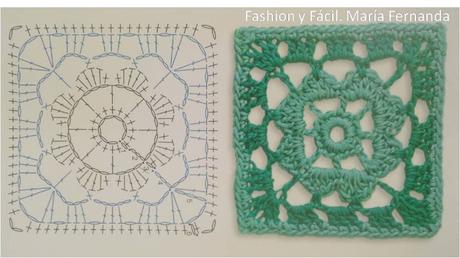 Cuatro esquemas diferentes de motivos cuadrados a ganchillo. Granny manía II (Four differente patterns for crochet granny squares. Granny mania II)