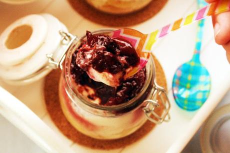 No bake cherry cheesecake in jars