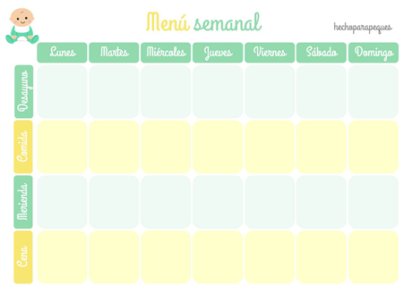Menú semanal verde y amarillo blog