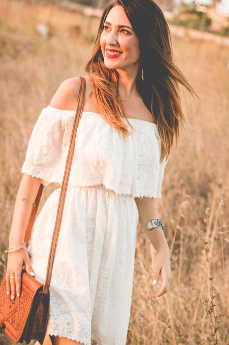 Shoulder Off White Dress lace white dress