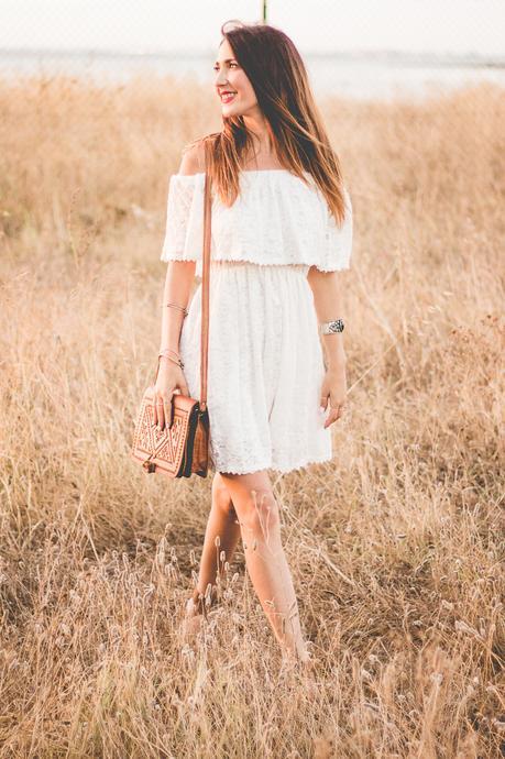 Shoulder Off White Dress white dress