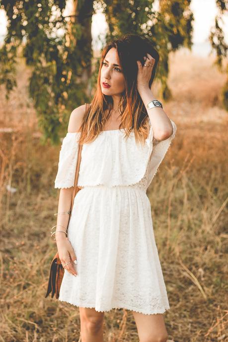 Shoulder Off White Dress vestido blanco