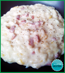 Risotto a la carbonara (Sin Gluten, Sin Lácteos, Sin Huevo)