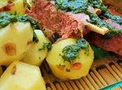 Papas, piñas costillas veganas mojo verde cilantro