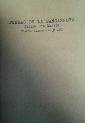 Javier Gil Martín: Poemas de la bancarrota: