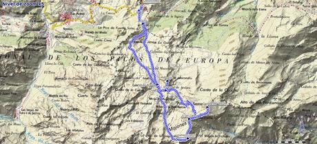 Mapa de la ruta Jito del Escarandi, Picos Macondiú, Samelar y Sagrado Corazón