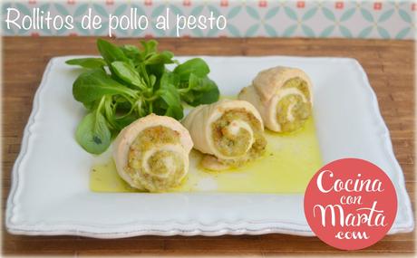 Receta Rollitos de pollo rellenos de pesto. Fácil, rápida, niños. Cocina con Marta.