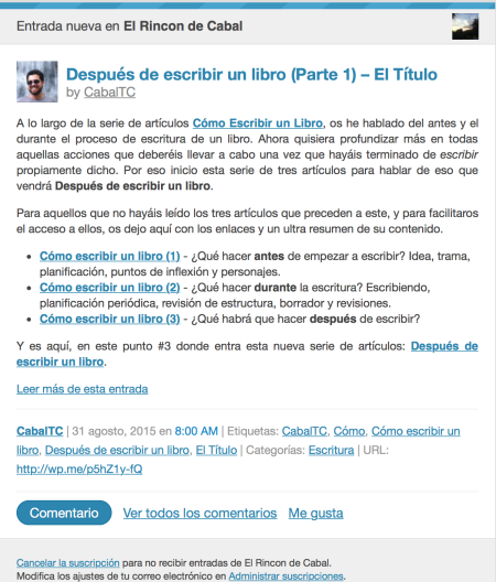 Ejemplo de correo desde WordPress