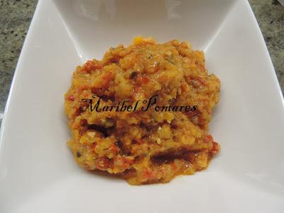 Pisto con cebolla, pimiento, ajo, calabacin y calabaza.