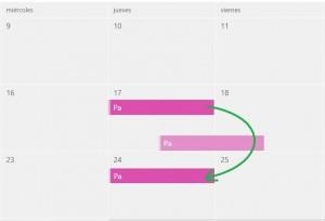 Cambiar la fecha de los eventos en el calendario