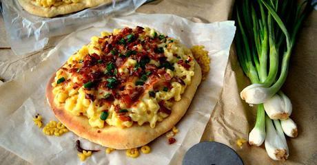 Pizza de macarrones con queso