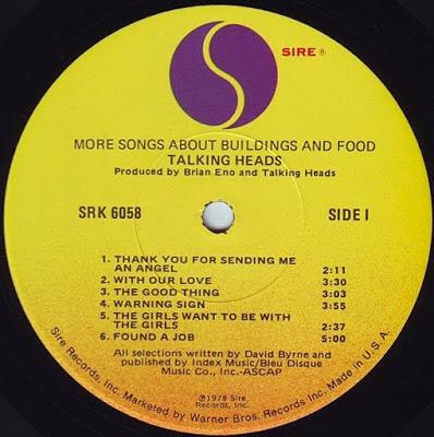 Talkinhg Heads -More Songs About Buildings and Food -Lp 1978