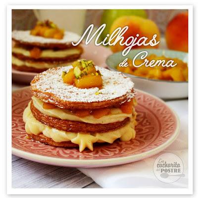 MILHOJAS DE CREMA, MELOCOTÓN Y MANZANA / CUSTARD CREAM, PEACH AND APPLE MILLEFEUILLE