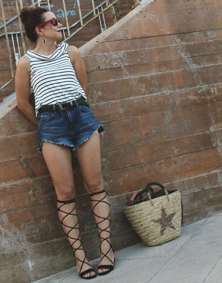 Capazo y Sandalias de Lazo-Shopper Basket and Lace Up Sandals