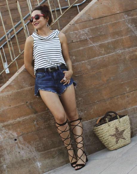 Capazo y Sandalias de Lazo-Shopper Basket and Lace Up Sandals