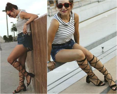 Capazo y Sandalias de Lazo-Shopper Basket and Lace Up Sandals