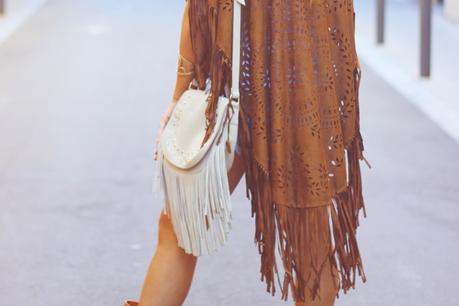 FRINGED CAMEL KIMONO