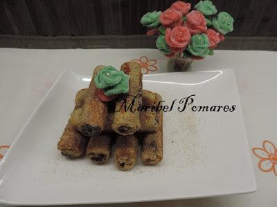 Flamenquines de pan de molde con nutella o también llamado pan francés.