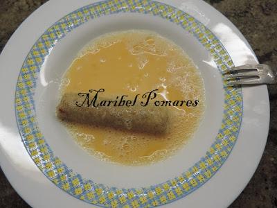 Flamenquines de pan de molde con nutella o también llamado pan francés.
