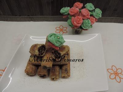 Flamenquines de pan de molde con nutella o también llamado pan francés.