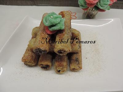 Flamenquines de pan de molde con nutella o también llamado pan francés.