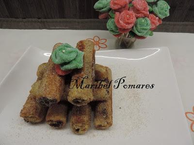Flamenquines de pan de molde con nutella o también llamado pan francés.