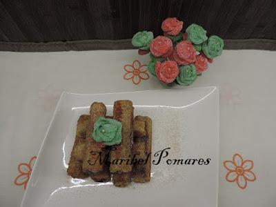 Flamenquines de pan de molde con nutella o también llamado pan francés.