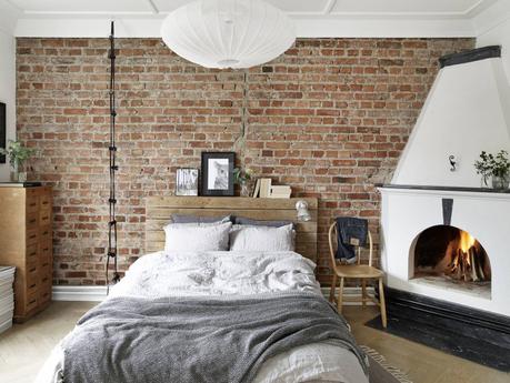 piso pequeño decoración inspiración nórdica estilo escandinavo decoración textiles decoración estilo nórdico decoración calida decoración acogedora confortable chimenea en el dormitorio blog decoracion interiores 