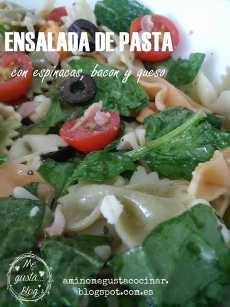 Triunfa en verano con esta original ensalada de pasta con espinacas, bacon y queso