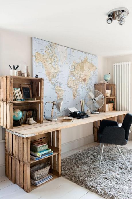 Desk made from old wooden crates: Desk made from old wooden crates