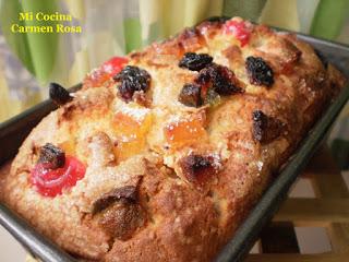 PLUM CAKE DE FRUTAS ESCARCHADAS Y PASAS