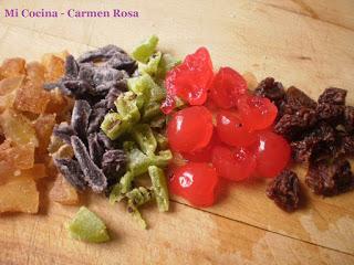 PLUM CAKE DE FRUTAS ESCARCHADAS Y PASAS