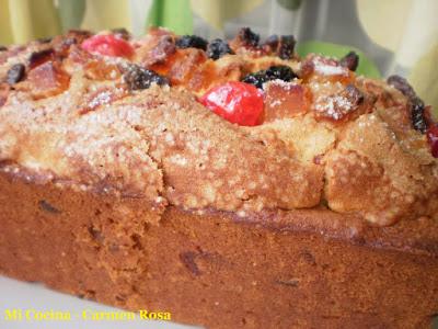 PLUM CAKE DE FRUTAS ESCARCHADAS Y PASAS