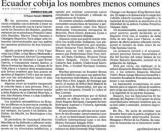 La composición de los nombres en Ecuador