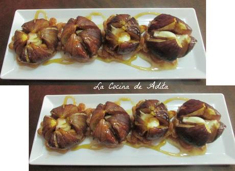 Higos rellenos, de queso con miel