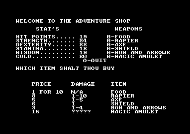 Akalabeth, predecesor de la saga Ultima, portado a Amstrad CPC