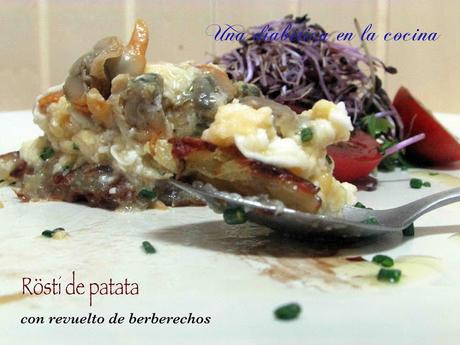 Rösti de patatas con revuelto de berberechos