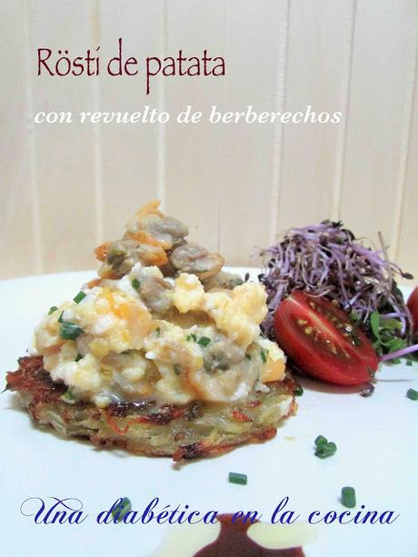 Rösti de patatas con revuelto de berberechos