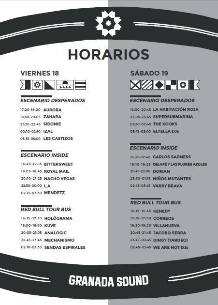 Horarios del Granada Sound Horarios Granada Sound - Solo Festival