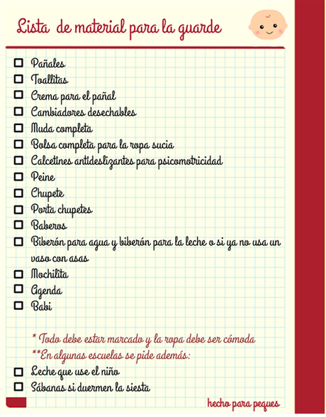 Lista de material para la guardería wp_