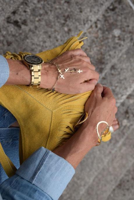 denim and gold