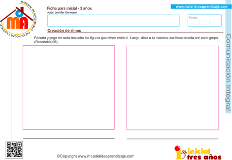 Creación de rimas: Comunicación integral 3 años